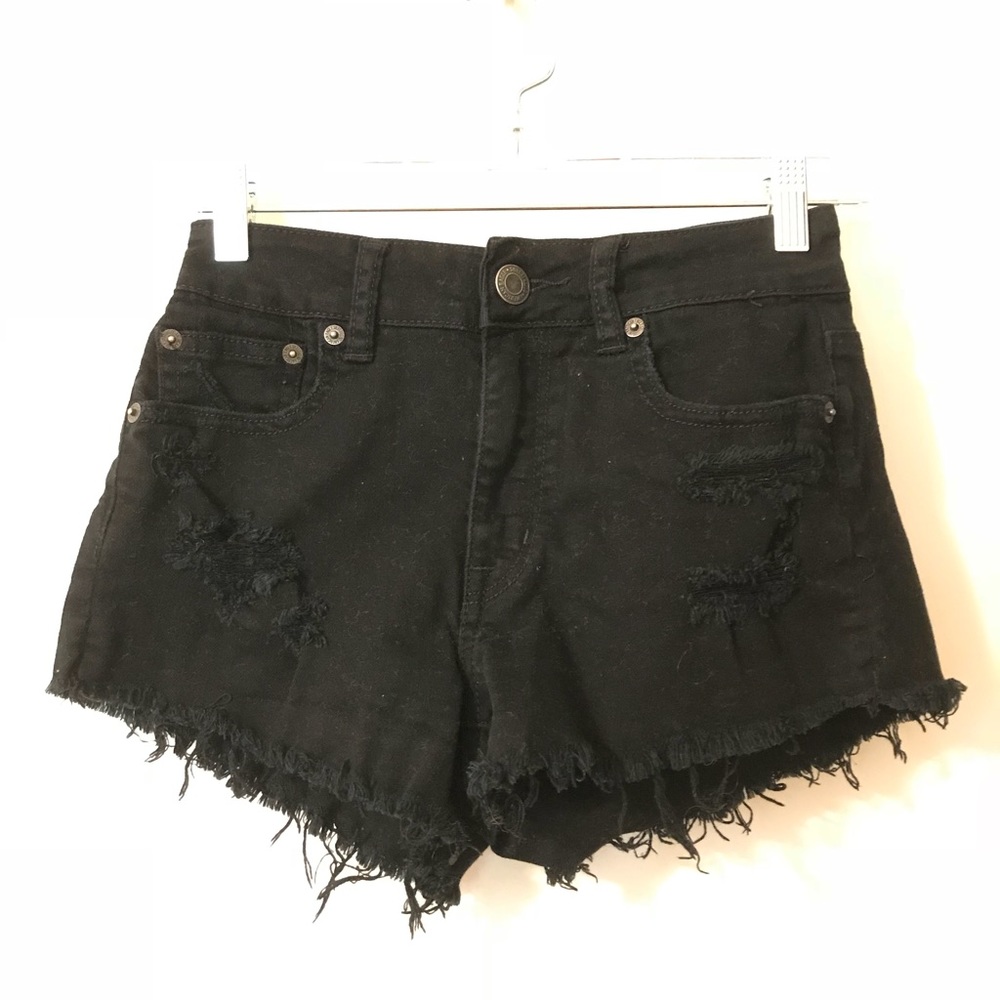 High rise, short, black denim shorts